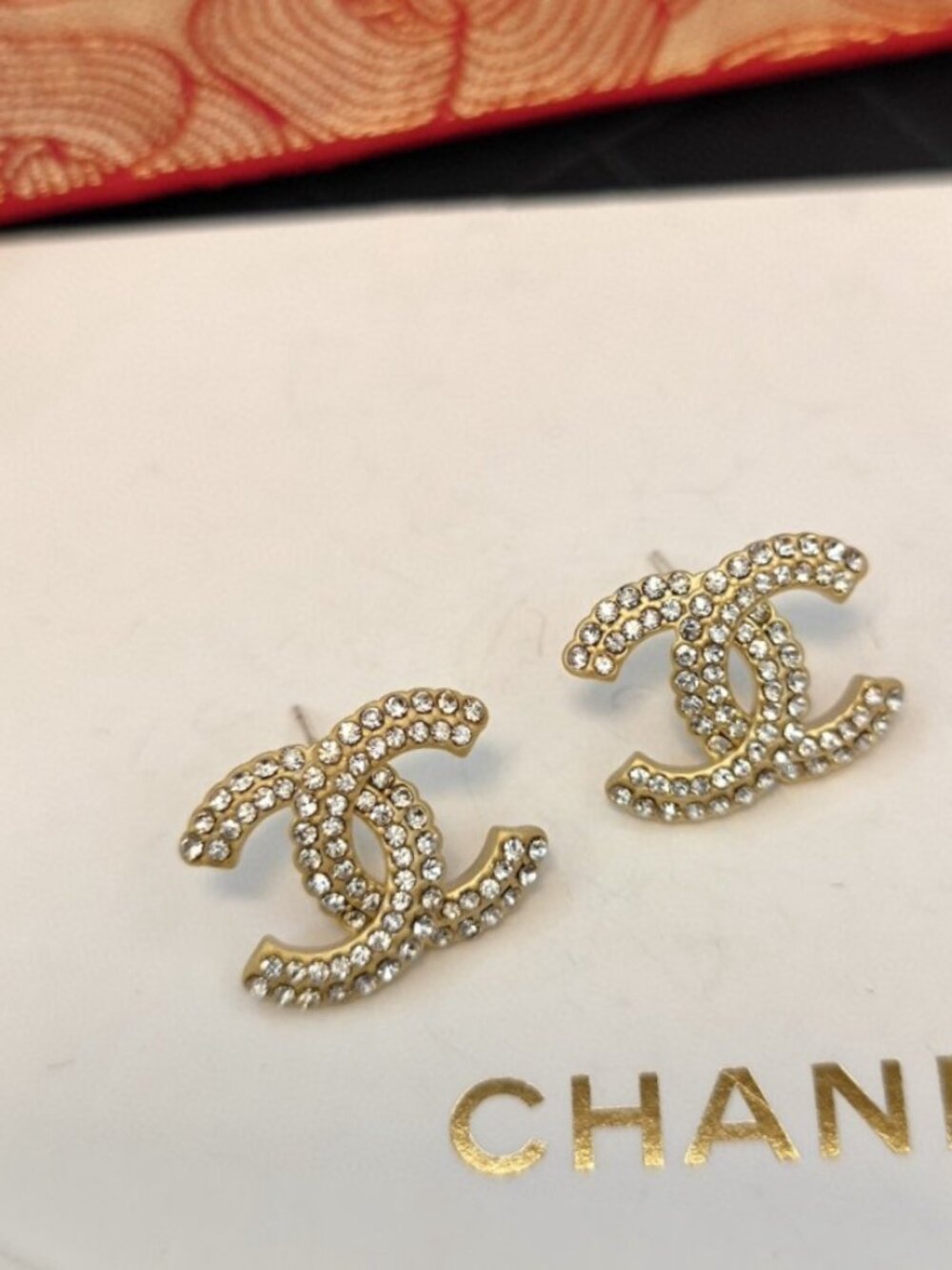 Authentic Chanel Large Full Crystal CC Stud Earrings | Brand New Unworn - Picture 5 of 6